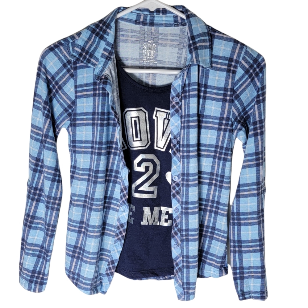 Star Ride plaid top girl size 10/12